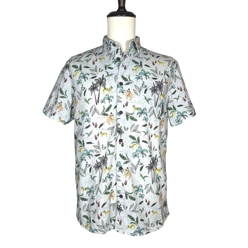 Baja Llama | Men | The Original Gangsters Slub Cotton SS Button Up Shirt | Large